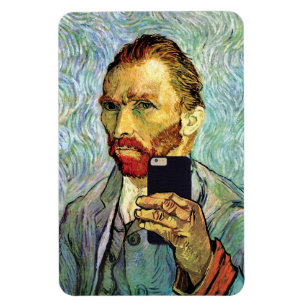 Zelfportret van Vincent Van Gogh met mobiele selfi Magneet