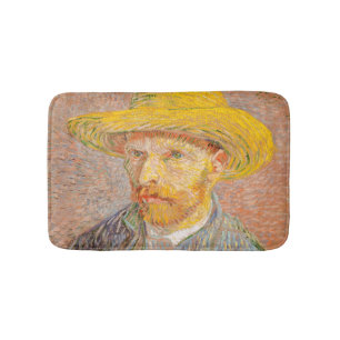 Zelfportret van Vincent Van Gogh met strohoed Badmat