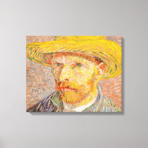 Zelfportret van Vincent Van Gogh met strohoed Canvas Afdruk