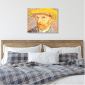 Zelfportret van Vincent Van Gogh met strohoed Canvas Afdruk (Insitu (Slaapkamer))
