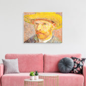 Zelfportret van Vincent Van Gogh met strohoed Canvas Afdruk (Insitu (Woonkamer))