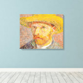 Zelfportret van Vincent Van Gogh met strohoed Canvas Afdruk (Insitu (Houten vloer))