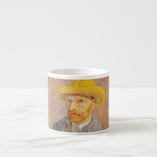 Zelfportret van Vincent Van Gogh met strohoed Espresso Kop (Voorkant)