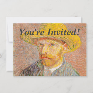 Zelfportret van Vincent Van Gogh met strohoed Kaart