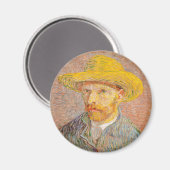 Zelfportret van Vincent Van Gogh met strohoed Magneet (Voorkant / Achterkant)