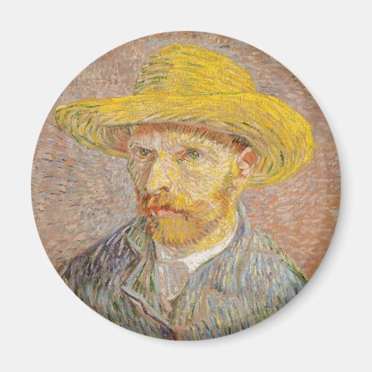 Zelfportret van Vincent Van Gogh met strohoed Magneet (Voorkant)