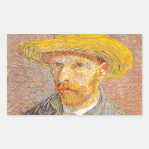 Zelfportret van Vincent Van Gogh met strohoed Rechthoekige Sticker