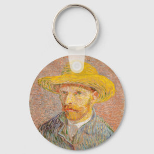 Zelfportret van Vincent Van Gogh met strohoed Sleutelhanger