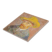 Zelfportret van Vincent Van Gogh met strohoed Tegeltje (Zijkant)