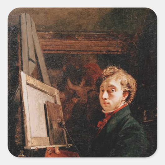 Zelfportret Vierkante Sticker (Voorkant)