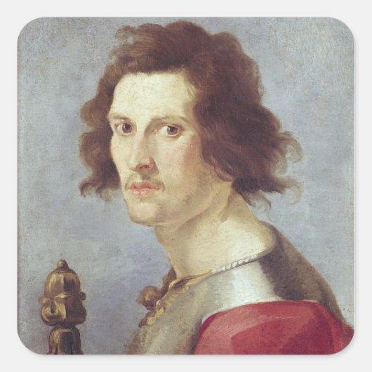 Zelfportret Vierkante Sticker (Voorkant)