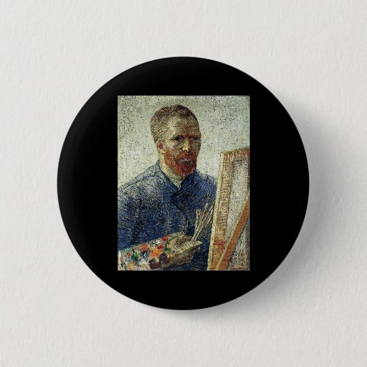 Zelfportret voor de esel ronde button 5,7 cm (Voorkant)