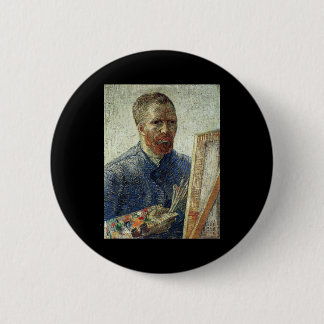 Zelfportret voor de esel ronde button 5,7 cm