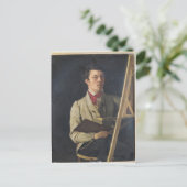 Zelfportret, zit naast een esel, 1825 briefkaart (Staand voorkant)