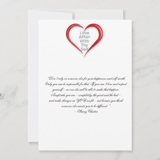 Zelfrespect aanmoedigen bedankkaart (Voorkant)