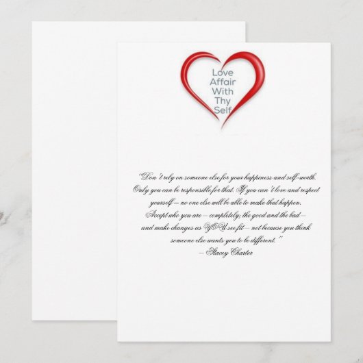 Zelfrespect aanmoedigen bedankkaart (Voorkant / Achterkant)