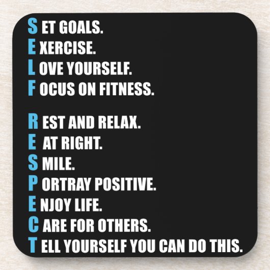 ZELFRESPECT - MOTIVATIE DRANKJES ONDERZETTER (Voorkant)