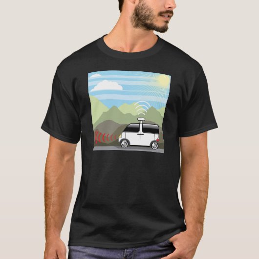 Zelfrijdende auto. Bestuurloze auto. T-shirt (Voorkant)