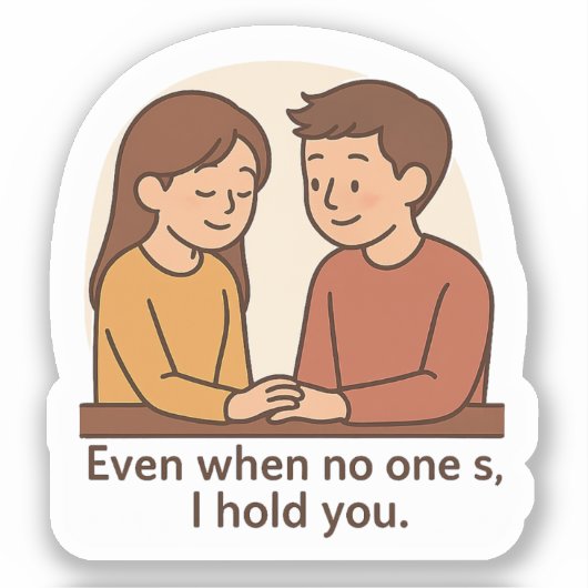 Zelfs als ik alleen ben, houd ik je vast sticker (Voorkant)