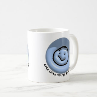 "Zelfs als je blauw bent, glimlach" Motivatie koff Koffiemok