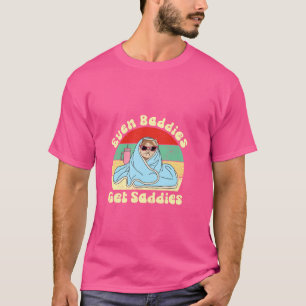 Zelfs baddies krijgen saddies Humor angst kat meme T-shirt