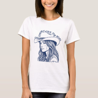 Zelfs Cowgirl krijgt het blauw T-shirt