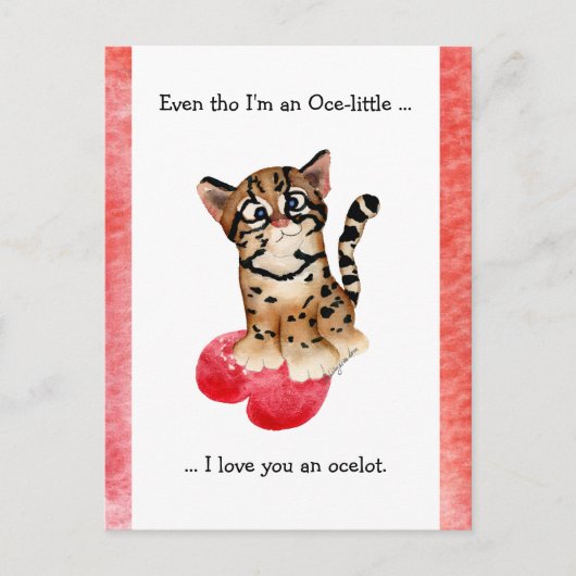 Zelfs dan hou ik van je een Ocelot Pun Briefkaart (Voorkant)