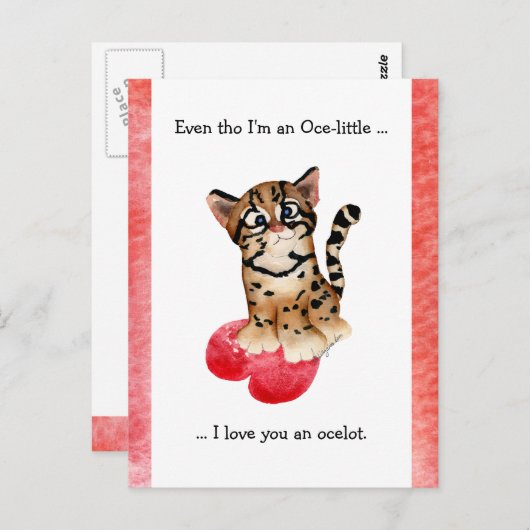 Zelfs dan hou ik van je een Ocelot Pun Briefkaart (Voorkant / Achterkant)