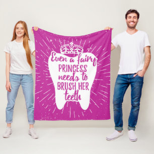Zelfs een fairy prinses moet haar tanden poetsen fleece deken