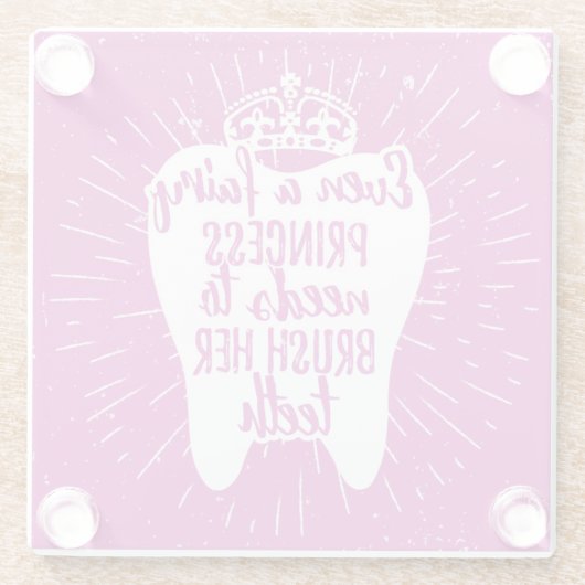 Zelfs een fairy prinses moet haar tanden poetsen glazen onderzetter (Achterkant)