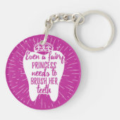 Zelfs een fairy prinses moet haar tanden poetsen sleutelhanger (Achterkant)