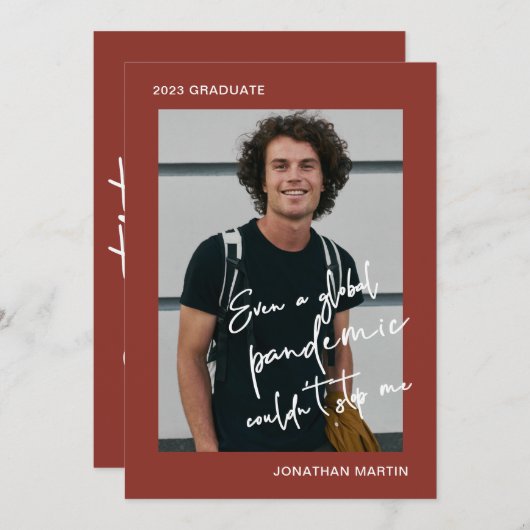 Zelfs een Pandemische One Photo Red Graduparty Kaart (Voorkant / Achterkant)