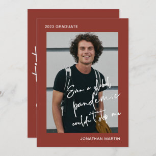 Zelfs een Pandemische One Photo Red Graduparty Kaart