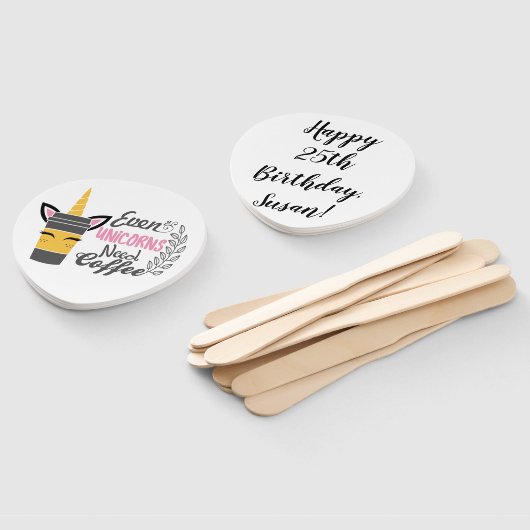 Zelfs eenhoorns hebben een koffiefeestje nodig handwaaier (Niet-gemonteerd)