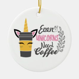 Zelfs eenhoorns hebben een koffiefeestje nodig keramisch ornament