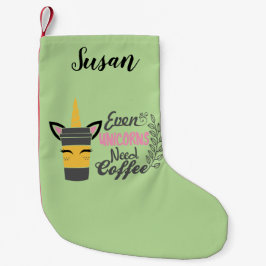 Zelfs eenhoorns hebben een koffiefeestje nodig kleine kerstsok