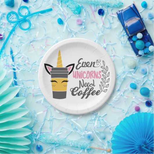 Zelfs eenhoorns hebben een koffiefeestje nodig papieren bordje (Feest)