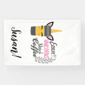 Zelfs eenhoorns hebben een koffiefeestje nodig spandoek (Horizontaal)
