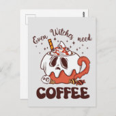 Zelfs heksen hebben koffie nodig briefkaart (Voorkant / Achterkant)