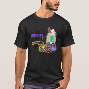 Zelfs heksen hebben koffie nodig Halloween ontwerp T-shirt