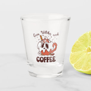 Zelfs heksen hebben koffie nodig shot glas
