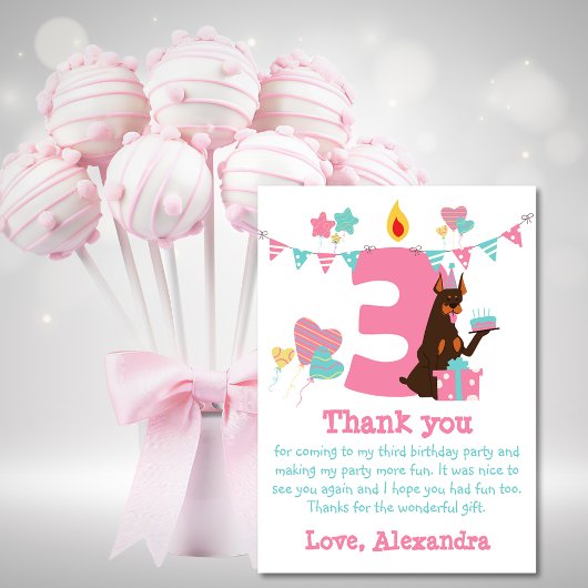 Zelfs honden met een taart naast het cijfer Drie V Bedankkaart