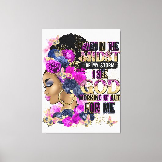 Zelfs in het midden van mijn Storm zie ik dat God  Canvas Afdruk (Voorkant)