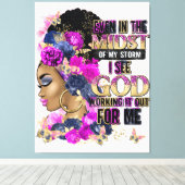 Zelfs in het midden van mijn Storm zie ik dat God  Canvas Afdruk (Insitu (Houten vloer))