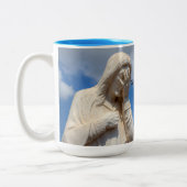 Zelfs Jezus heeft zijn grenzen Grappige Papa grapp Tweekleurige Koffiemok (Links)