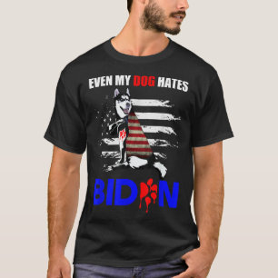 Zelfs mijn hond haat Biden USA vlag Husky T-shirt