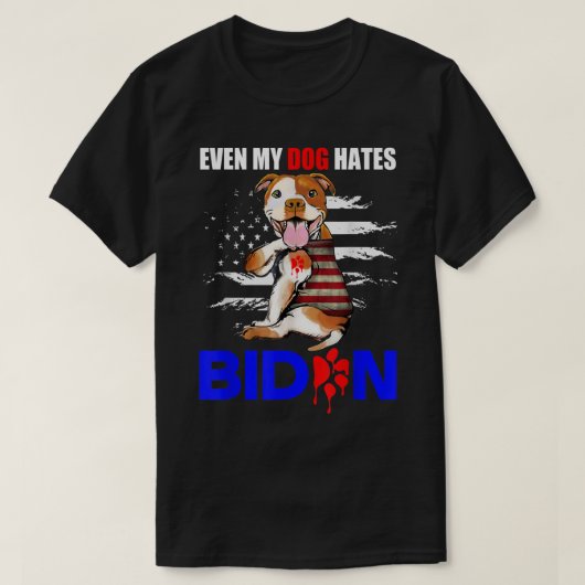 Zelfs mijn hond Hates Biden USA Flag Pitbull T-Shi T-shirt (Design voorkant)