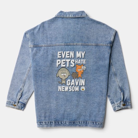 Zelfs mijn huisdieren haten Gavin Newsom Recall Ne Denim Jacket (Achterkant)