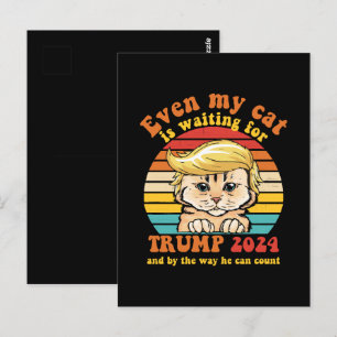 Zelfs mijn kat wacht op Trump 2024 Kleding Briefkaart