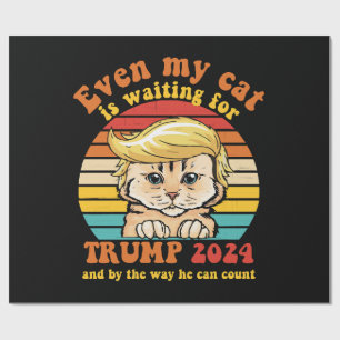 Zelfs mijn kat wacht op Trump 2024 Kleding Cadeaupapier